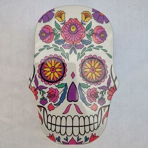 Skull Shaped Tin Sugar Skull Box Storage Jewelry Gift Container Day of the Dead